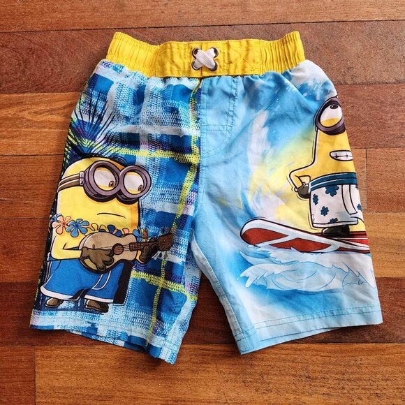 Universal Despicable Me Minions Kids Bathing Suit Trunks Size 4 - Picture 3 of 11